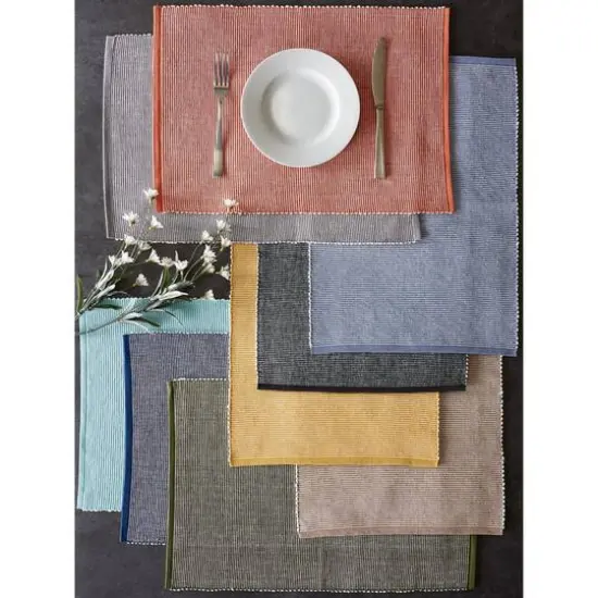 DII&reg; 2-Tone Ribbed Placemats, 6ct. Navy and white {12}