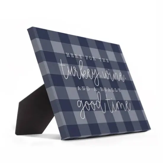 Turkey Wine Good Time Blue Checkered Tabletop Canvas {3}