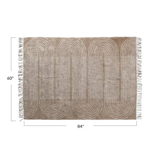 Hello Honey&reg; Brown Boho Cotton Tufted Rug With Arched Geometric Pattern & Fringe, 84" x 60" {4}