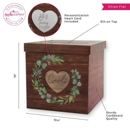 Kate Aspen&reg; Rustic Brown Faux Wood Print Card Box {6}