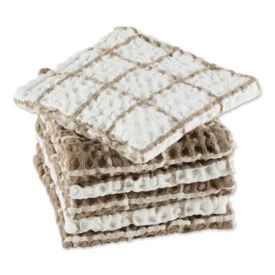 DII&reg; Windowpane Oversized Washed Waffle Dishcloth Set Autumn Gingham/White {5}