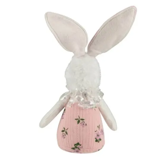 11" Pink Spring Floral Easter Bunny Figure {6}