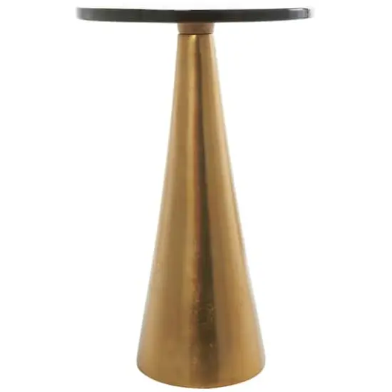 22" Gold Aluminum Geometric Cone Accent Table with Glass Tabletop {9}