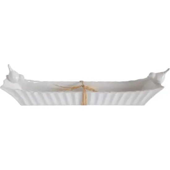 Hello Honey&reg; 15.5" Long White Ceramic Cracker Dish with Two Birds {1}