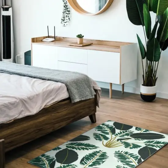 My Magic Carpet Hojas Rainforest Washable Rug Mint {3}