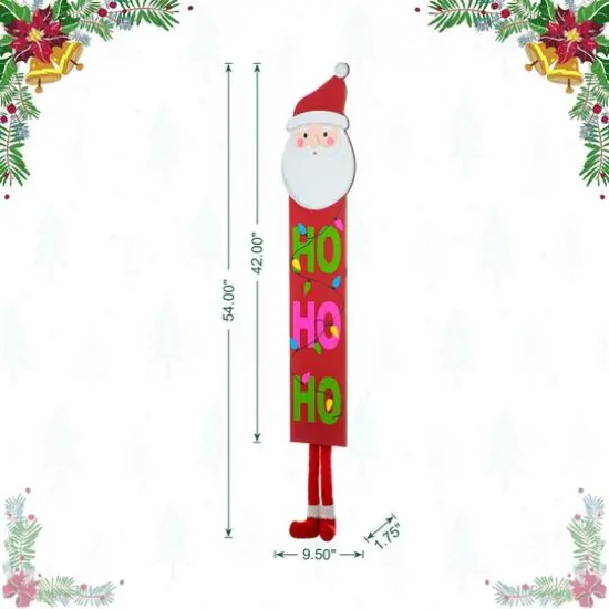Glitzhome&reg; 4.5ft. Wooden Santa Porch Sign with Fabric Dangling Legs {6}