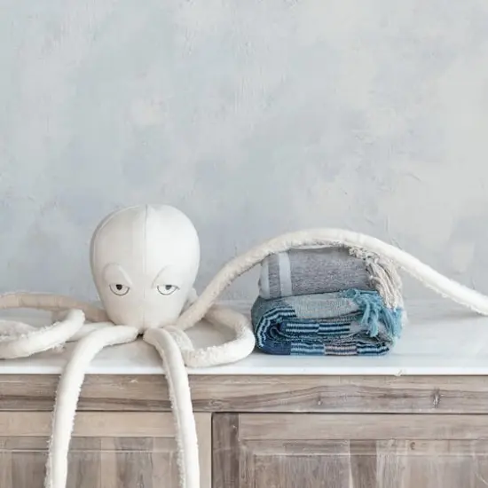 Hello Honey® Blue & Cream Striped Cotton Blend Throw with Fringe {3}