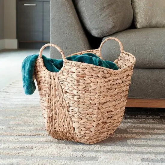 Household Essentials 17.5" Woven Natural Hyacinth Basket with Handles {3}