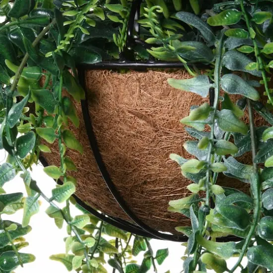 21" Fern Leaves Hanging Basket {4}