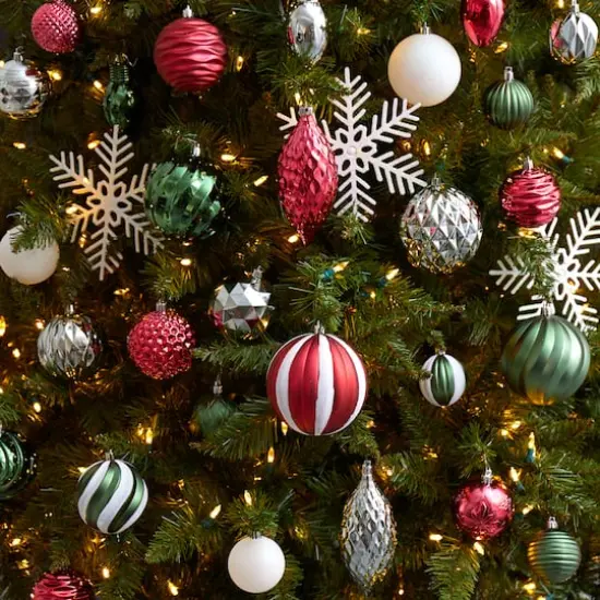 100ct. Holiday Deluxe Shatterproof Christmas Tree Ornament Box Set {5}