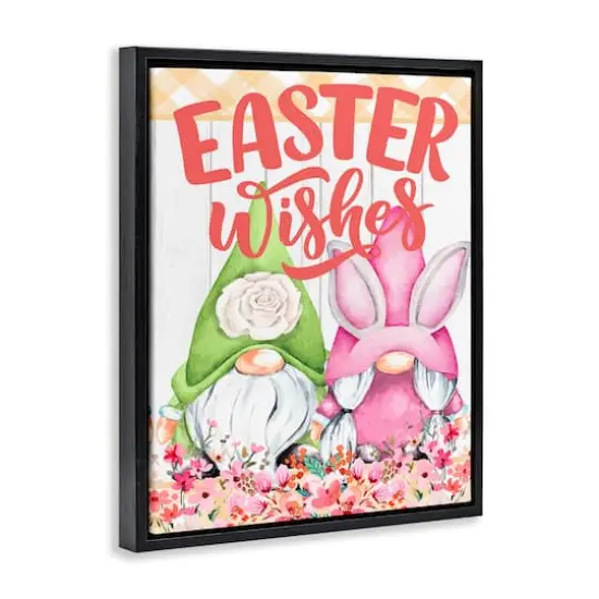 Stupell Industries Easter Wishes Gnomes Floater Framed Art Black {4}