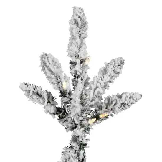 6.5ft. Pre-Lit Flocked Utica Fir Artificial Christmas Tree, Pure White LED Lights {4}