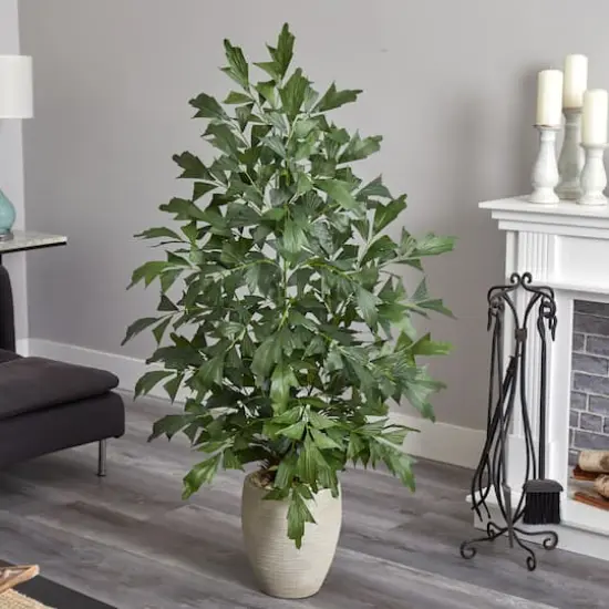 5ft. Fishtail Palm Tree with Sand Colored Ceramic Planter {3}