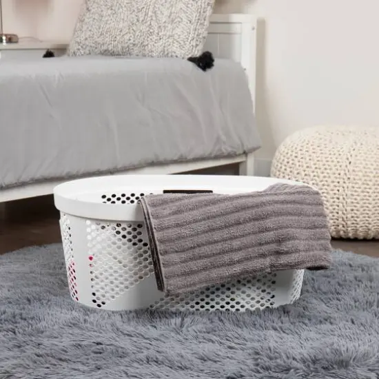 Mind Reader 40L Ventilated Laundry Basket with Cut Out Handles, 2ct. White {3}