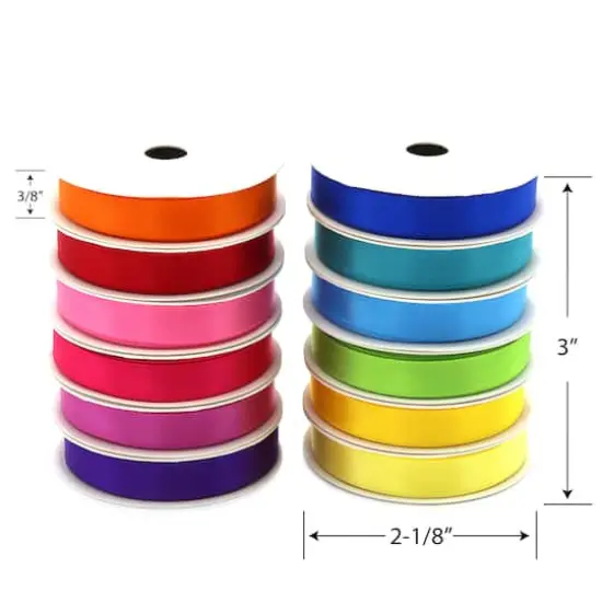 Gwen Studios 3/8" x 3yd. Brights Single Faced Satin Ribbon Pack, 12ct. {5}