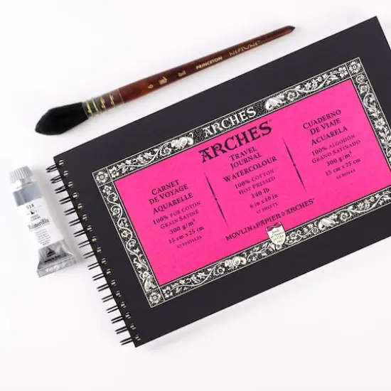 ARCHES&reg; Aquarelle 10" x 6" Hot Pressed Watercolor Travel Journal {3}