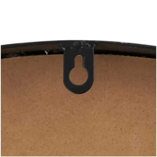 28" Light Brown Wall Clock with Black Metal Frame {6}