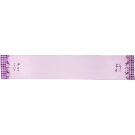 72" Pastel Purple Happy Easter Plaid Table Runner {1}