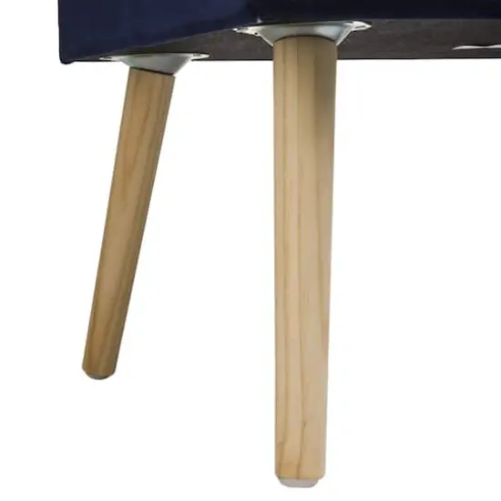 Glitzhome&reg; Velvet Upholstered Storage Stool Navy Blue {9}