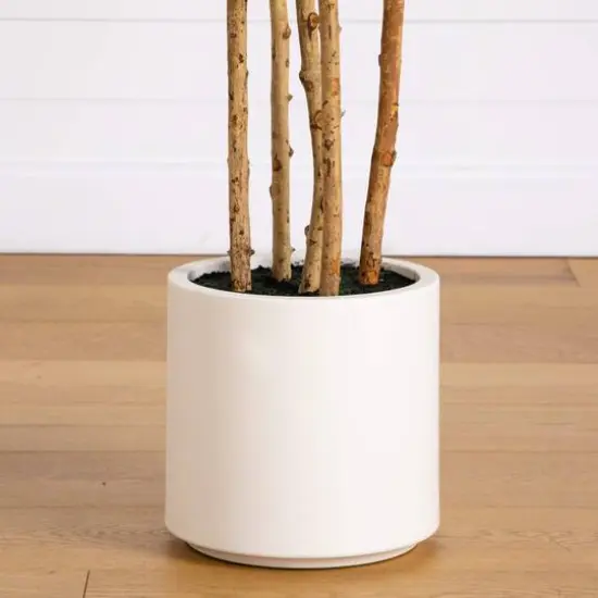 8ft. Artificial Fiddle Leaf Tree in Decorative White Planter {6}