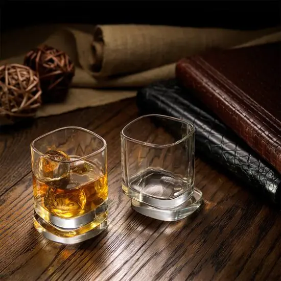 JoyJolt&reg; 9.6oz. Aqua Vitae Square Off Base Whiskey Glasses, 2ct. {6}