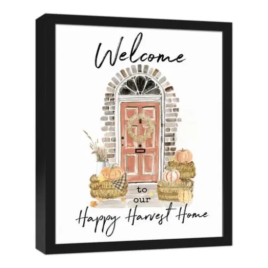 Happy Harvest Home Black Framed Canvas Wall Art {4}