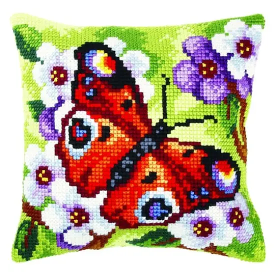 Orchidea Needlepoint Kit Cushion - Printed Canvas Butterfly {1}