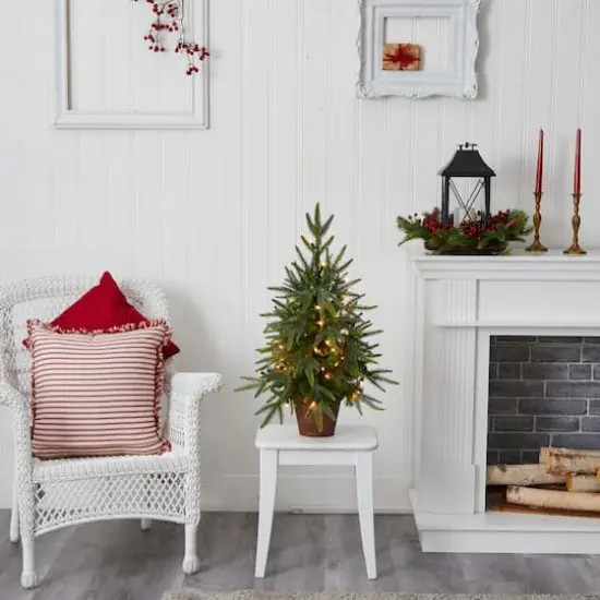 2.5ft. Pre-Lit Christmas Tree with Planter, Clear Lights {8}