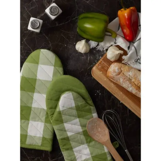 DII&reg; Buffalo Check Oven Mitts, 2ct. Antique Green {6}