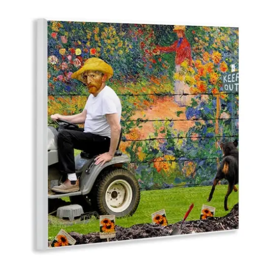 Stupell Industries Van Gogh Gardening Flowers Farmer Dog Collage Wall Plaque Art {4}