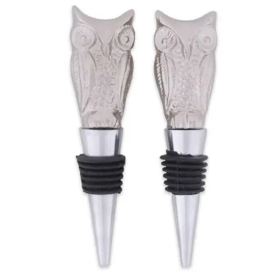 Silver Owl Bottle Stopper Set {1}