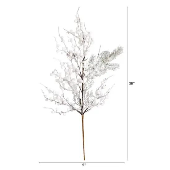 30" Flocked White Berry Stems, 3ct. {7}