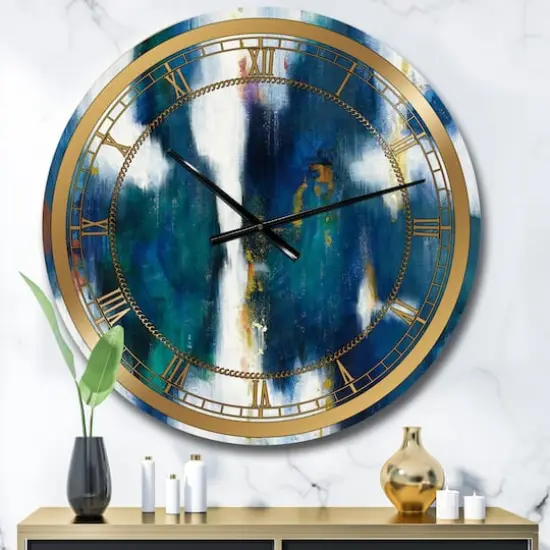 Designart 'Blue Glam Texture I Glam Wall Clock {4}
