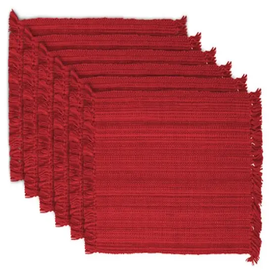 DII&reg; Variegated Fringe Cotton Placemats, 6ct. Tango Red {1}