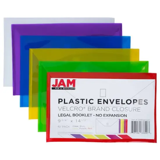 JAM Paper 9.5" x 14.37" Hook & Loop Closure Plastic Envelopes, 6ct. {3}