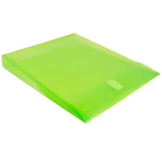 JAM Paper VELCRO&reg; Closure 9.75" x 11.75" Expandable Open End Envelopes, 12ct. Lime Green {6}