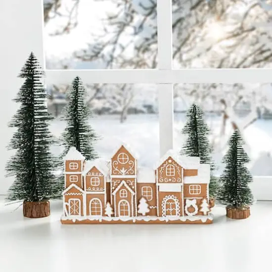 Glitzhome&reg; 12" Christmas Resin Gingerbread Townhouse Table Decor {3}