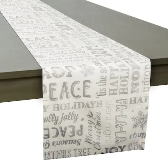 DII&reg; 108" Silver Christmas Collage Table Runner {7}