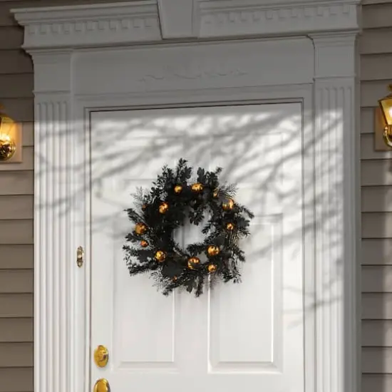 24" Halloween Wreath with Ball Ornaments {3}