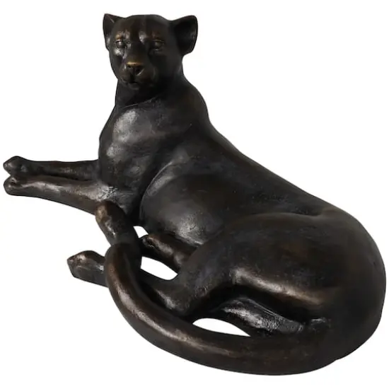 13" Black Laying Leopard Sculpture {4}