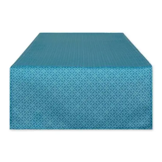 DII&reg; 72" Tonal Lattice Print Outdoor Table Runner Storm Blue {1}