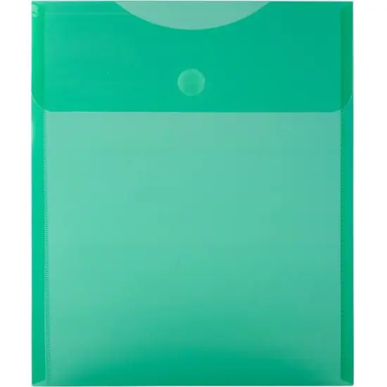 JAM Paper Open End Plastic Envelopes with Hook & Loop Closure, 24ct. Green {4}
