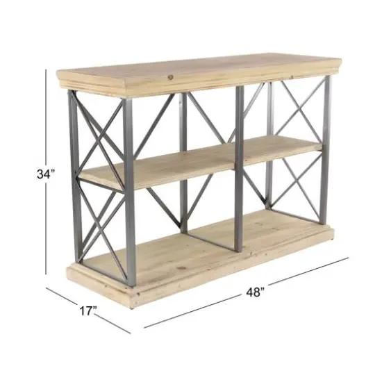 Brown Wood Industrial Shelving Unit, 34 " x 48 " x 17 " {8}