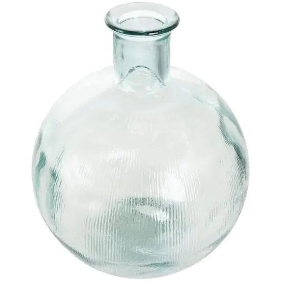 17" Clear Ribbed Round Glass Spanish Vase {3}