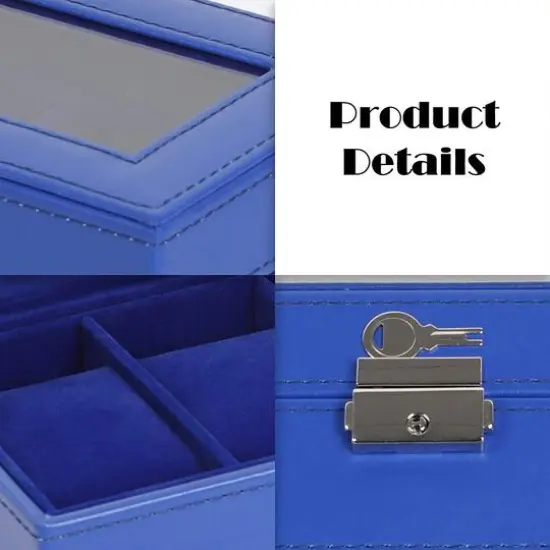 Sapphire Blue Hexa Leather Watch Box {6}