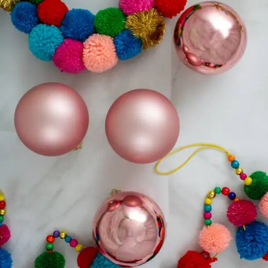 4ct. Pink 2-Finish Glass Ball Ornaments {5}