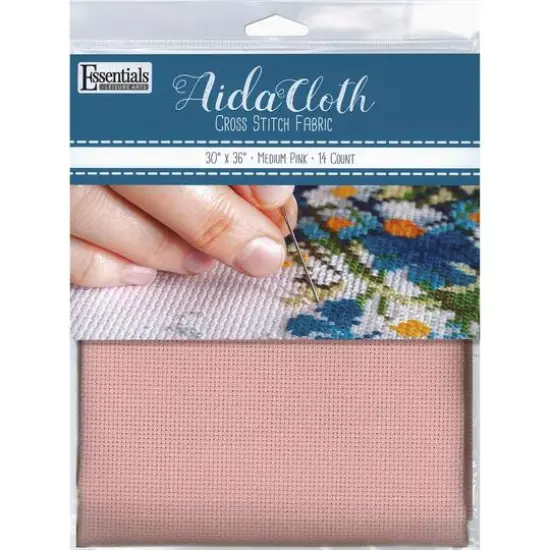 Essentials by Leisure Arts 14 Count Aida Cloth, 30" x 36" Medium Pink {1}