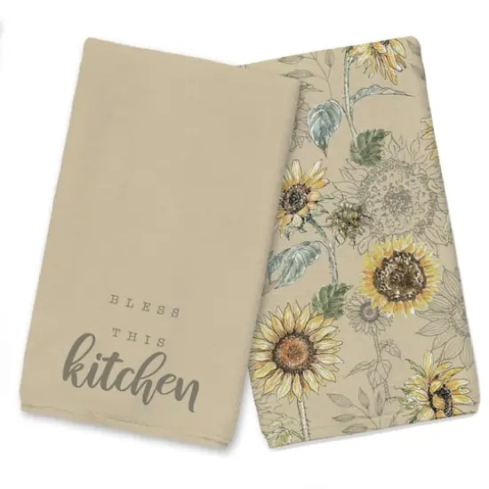 Bless This Kitchen Tea Towel Set Yellow {1}