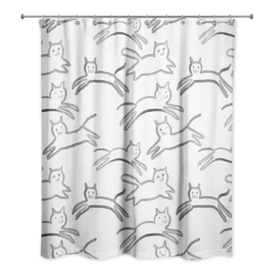 Leaping Cat Pattern I 71" x 74" Shower Curtain {1}