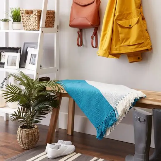 DII&reg; Teal Four Square Woven Throw {7}